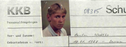 Mit diesem Foto hat sich Carsten Wodtke 1984 bei der damaligen KKB beworben.