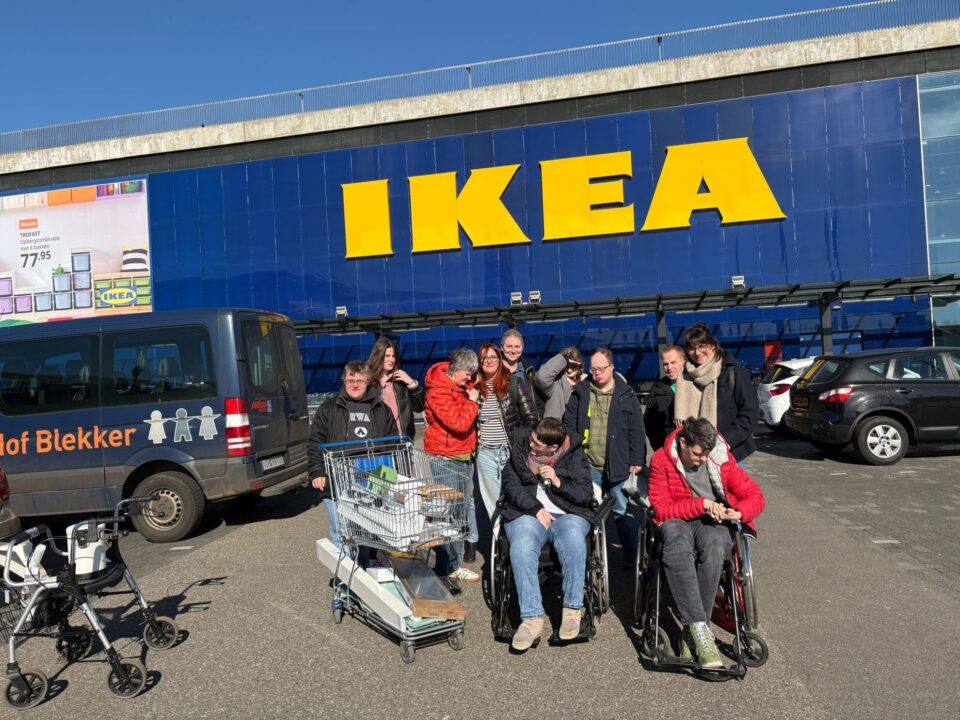 Teilnehmende vom Freiwilligentag mit Personen vom Hof Blekker vor dem IKEA.